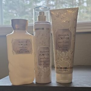 Bath & Body Works Always & Forever Cream and Gold Body Care Trio